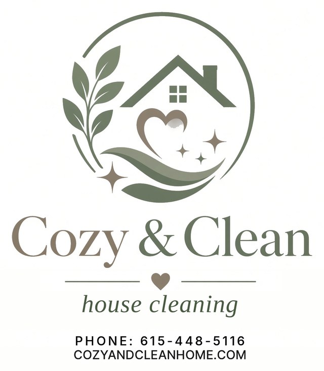 Cozy & Clean Home Services logo. Phone 615-448-5116, cozyandcleanhome.com